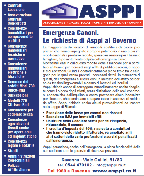 Emergenza Canoni. Le richieste di ASPPI al Governo